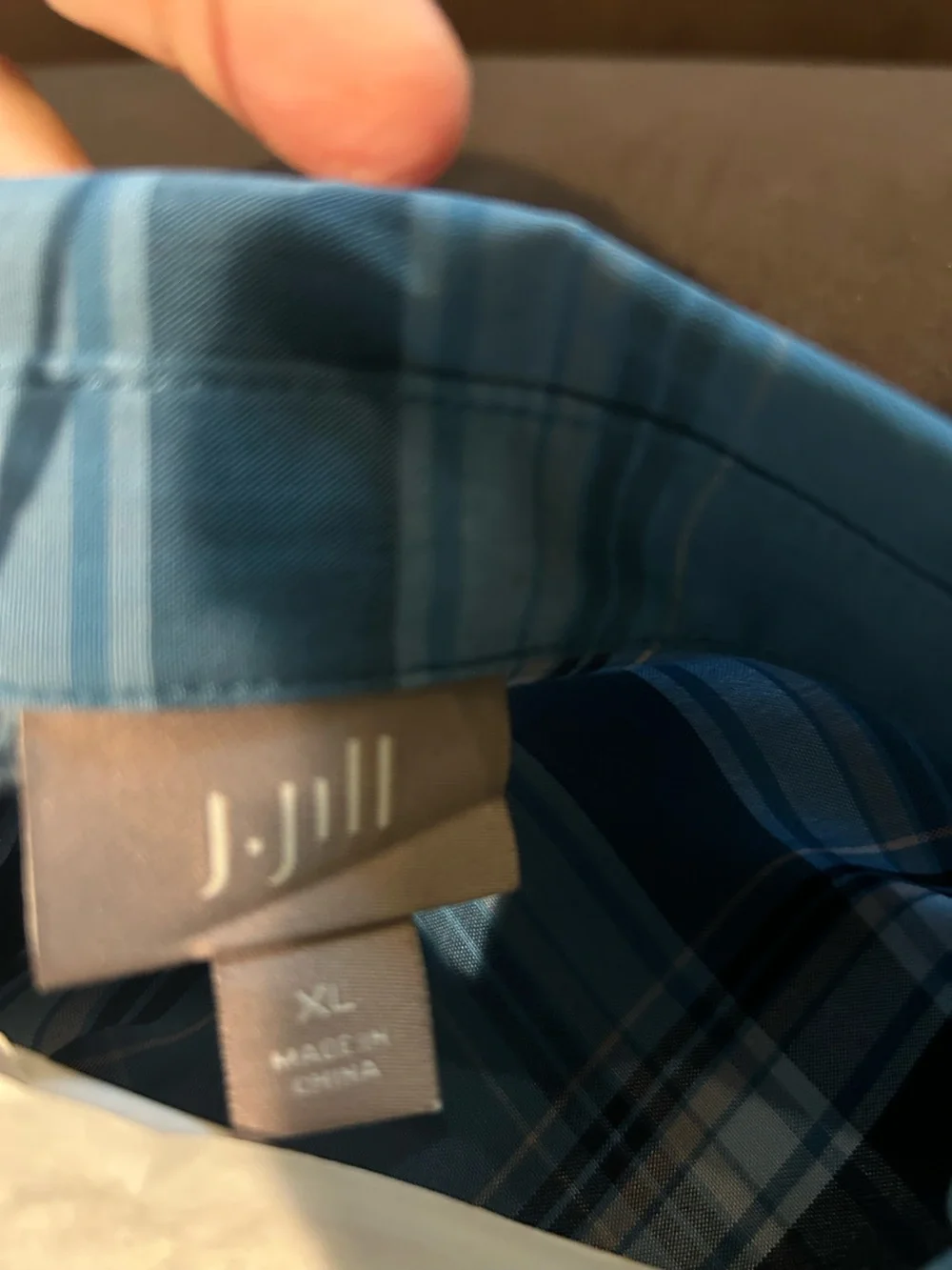 J Jill Blue Plaid Long Sleeve Shirt XL EUC